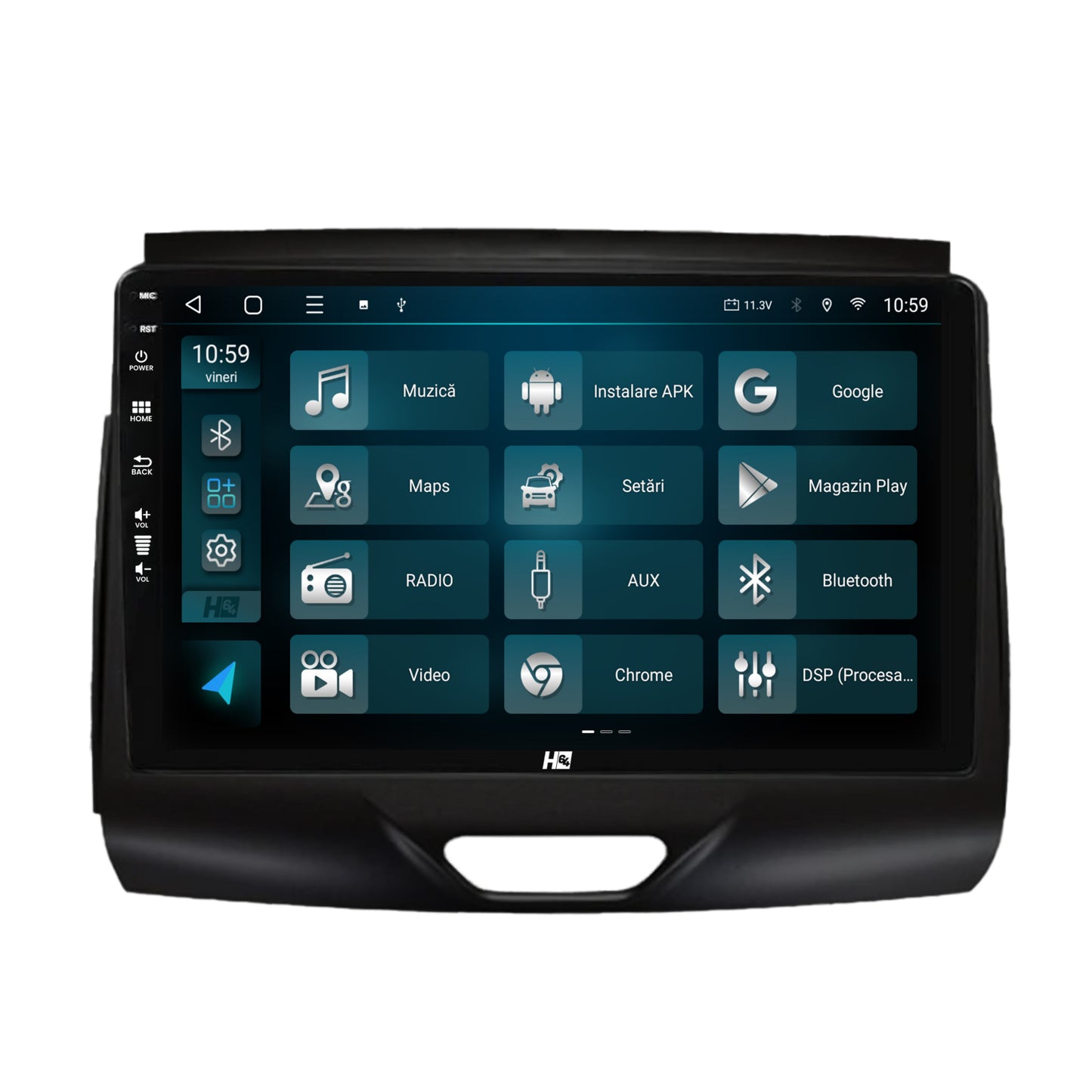 Navigatie HUB64 Ford Ranger (2015-2018), 8GB RAM, Android, Octacore, Slot Sim 4G, DSP, GPS, Wi-FI, Carplay, Android Auto, USB, Bluetooth, Waze, Touchscreen, 9 Inch