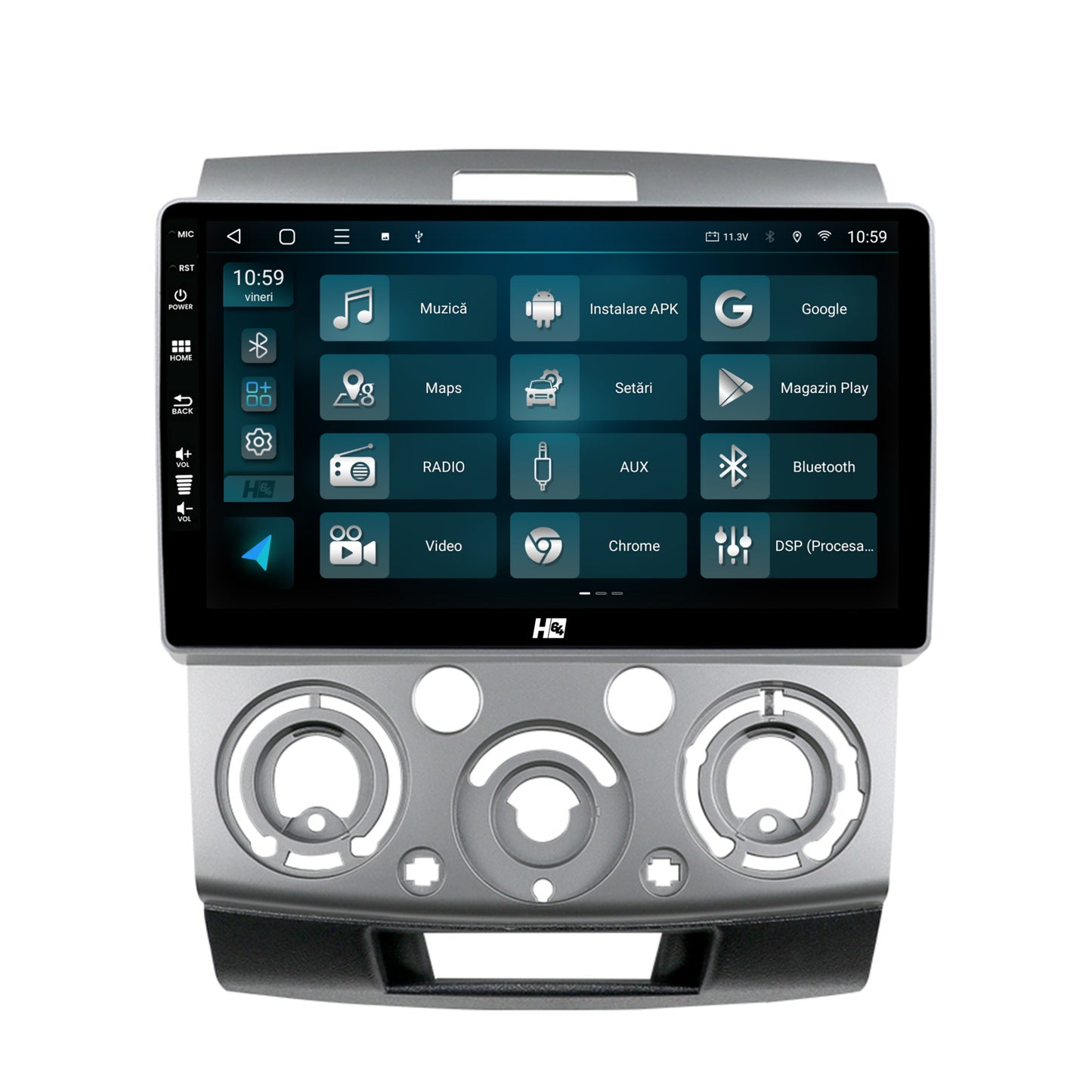 Navigatie HUB64 Ford Ranger / Mazda BT50 (2007-2012), 4GB RAM, Android, Octacore, Slot Sim 4G, DSP, GPS, Wi-FI, Carplay, Android Auto, USB, Bluetooth, Waze, Touchscreen, 9 inch