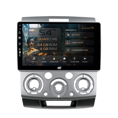 Navigatie HUB64 Ford Ranger / Mazda BT50 (2007-2012), 4GB RAM, Android, Quadcore, DSP, GPS, Wi-FI, Carplay, Android Auto, USB, Bluetooth, Waze, Touchscreen, 9 inch