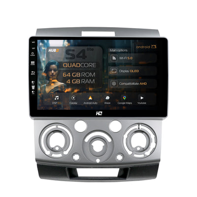 Navigatie HUB64 Ford Ranger / Mazda BT50 (2007-2012), 4GB RAM, Android, Quadcore, DSP, GPS, Wi-FI, Carplay, Android Auto, USB, Bluetooth, Waze, Touchscreen, 9 inch