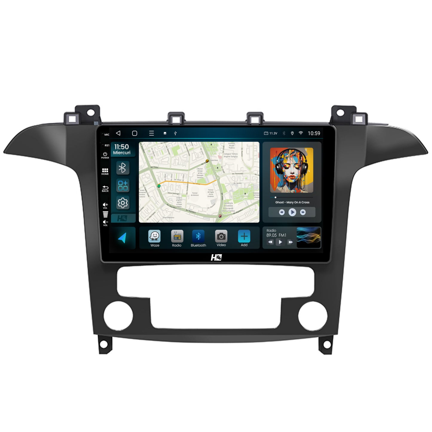 Navigatie HUB64 Ford S-Max / Galaxy (2006-2015), 2GB RAM, Android, GPS, Wi-FI, Carplay, Android Auto, USB, Bluetooth, Radio, Waze, Touchscreen, 9 inch