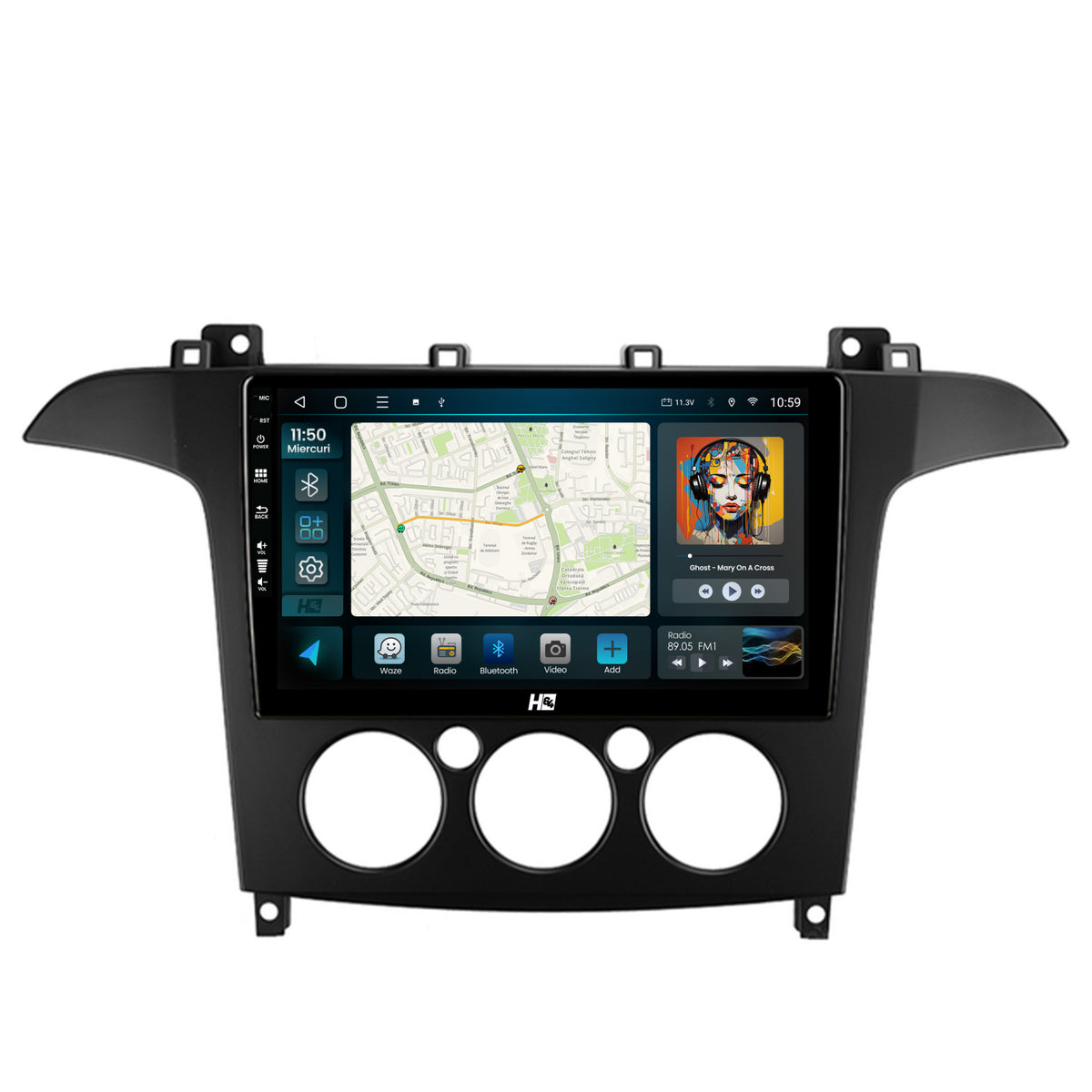 Navigatie HUB64 Ford S-MAX (2006-2015) Clima Manuala, 4GB RAM, Android, Octacore, Slot Sim 4G, DSP, GPS, Wi-FI, Carplay, Android Auto, USB, Bluetooth, Waze, Touchscreen, 9 inch