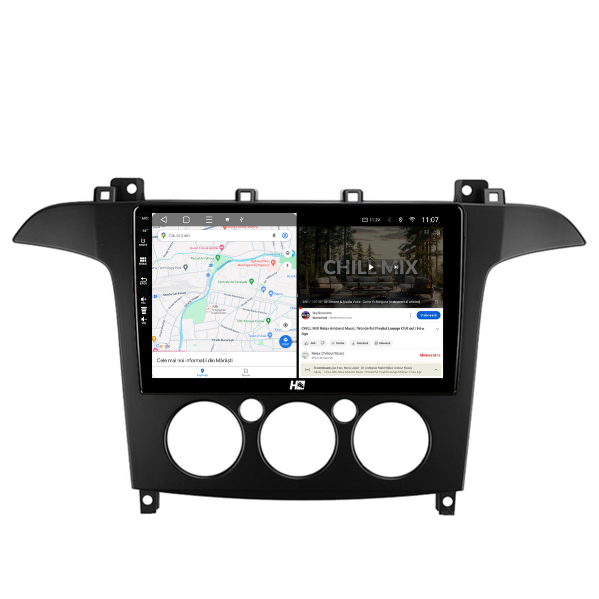 Navigatie HUB64 Ford S-MAX (2006-2015) Clima Manuala, 8GB RAM, Android, Octacore, Slot Sim 4G, DSP, GPS, Wi-FI, Carplay, Android Auto, USB, Bluetooth, Waze, Touchscreen, 9 Inch