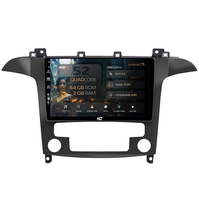 Navigatie HUB64 Ford S-Max / Galaxy (2006-2015), 2GB RAM, Android, GPS, Wi-FI, Carplay, Android Auto, USB, Bluetooth, Radio, Waze, Touchscreen, 9 inch