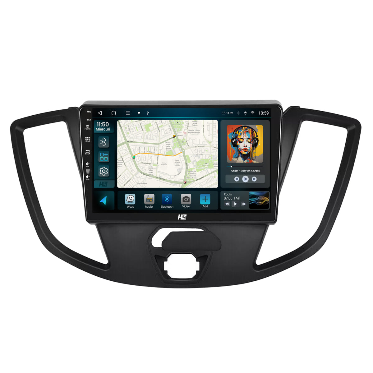Navigatie HUB64 Ford Transit (2014-2020), 4GB RAM, Android, Quadcore, DSP, GPS, Wi-FI, Carplay, Android Auto, USB, Bluetooth, Waze, Touchscreen, 9 inch