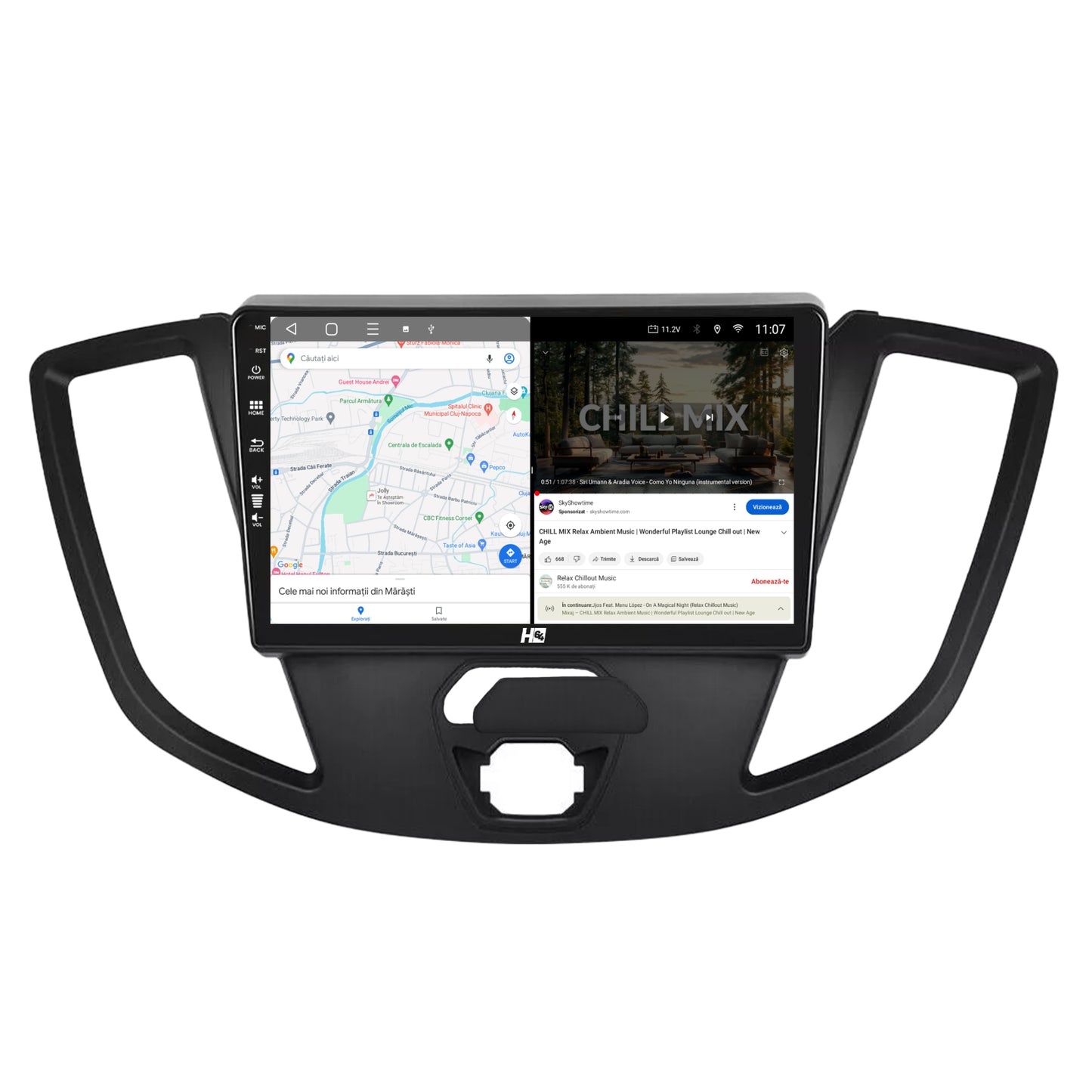 Navigatie HUB64 Ford Transit (2014-2020), 8GB RAM, Android, Octacore, Slot Sim 4G, DSP, GPS, Wi-FI, Carplay, Android Auto, USB, Bluetooth, Waze, Touchscreen, 9 Inch