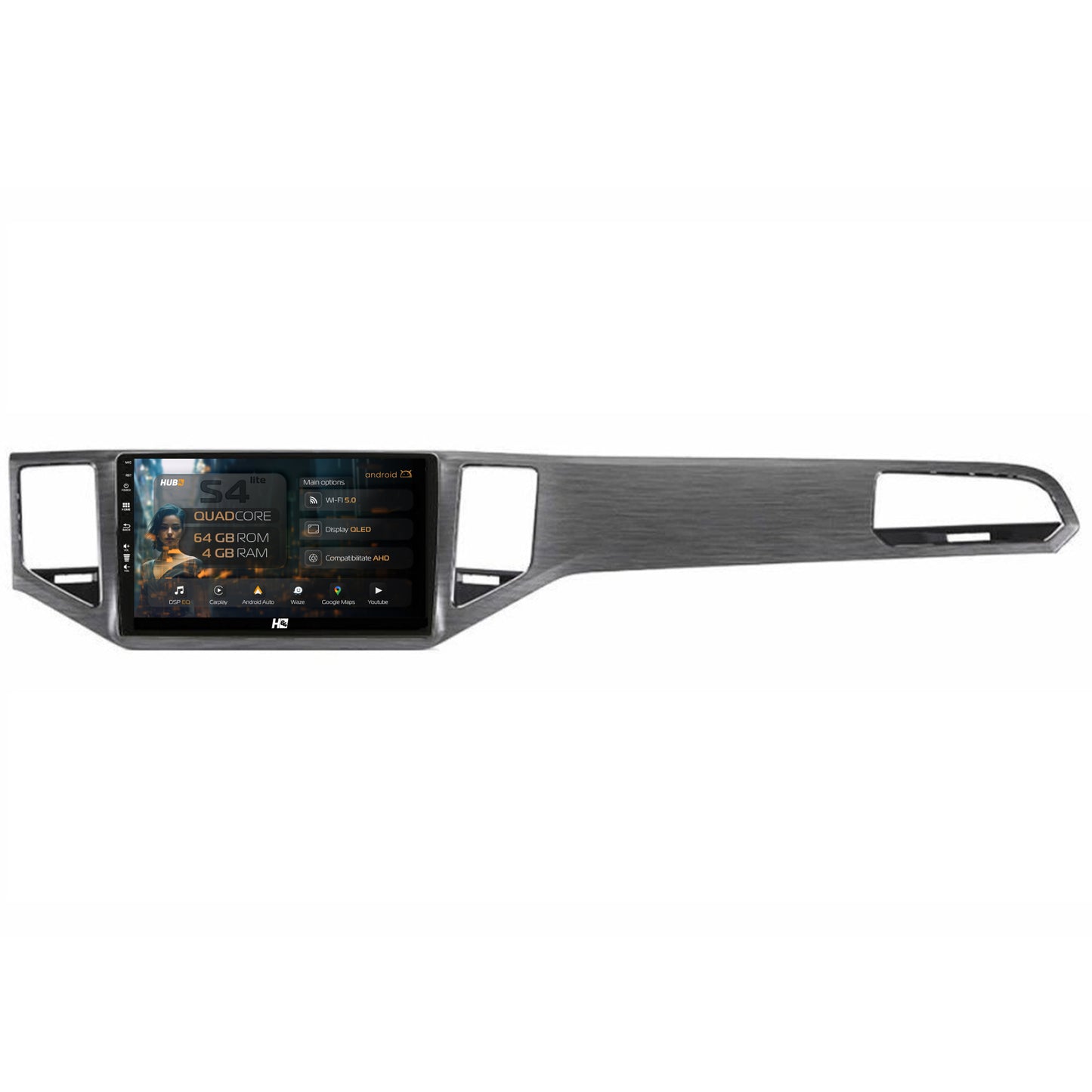 Navigatie HUB64 Golf Sportsvan (2014-2020), 4GB RAM, Android, Quadcore, DSP, GPS, Wi-FI, Carplay, Android Auto, USB, Bluetooth, Waze, Touchscreen, 10.1 Inch