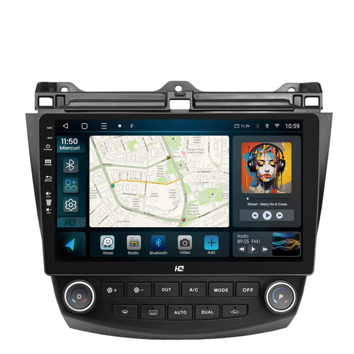 Navigatie HUB64 Honda Accord 7 (2005-2008), 2GB RAM, Android, GPS, Wi-FI, Carplay, Android Auto, USB, Bluetooth, Radio, Waze, Touchscreen, 10.1 inch