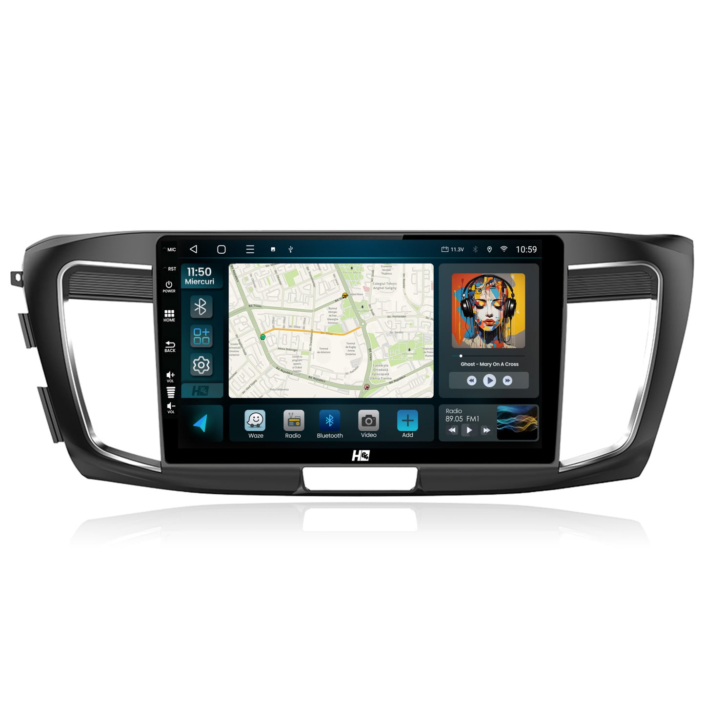 Navigatie HUB64 Honda Accord 9 (2013-2017), 2GB RAM, Android, GPS, Wi-FI, Carplay, Android Auto, USB, Bluetooth, Radio, Waze, Touchscreen, 10.1 inch