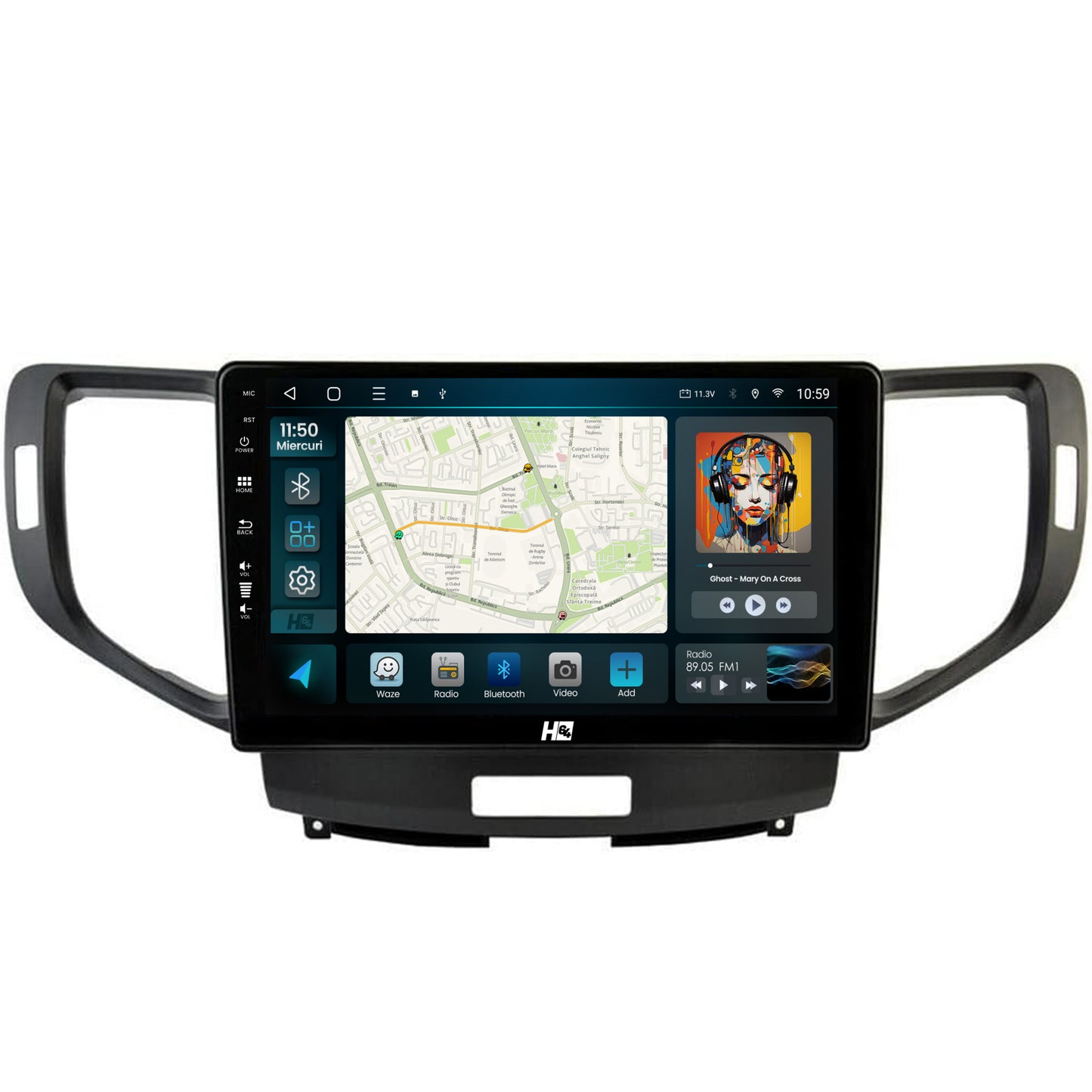 Navigatie HUB64 Honda Accord VIII (2008-2012), 4GB RAM, Android, Quadcore, DSP, GPS, Wi-FI, Carplay, Android Auto, USB, Bluetooth, Waze, Touchscreen, 9 Inch