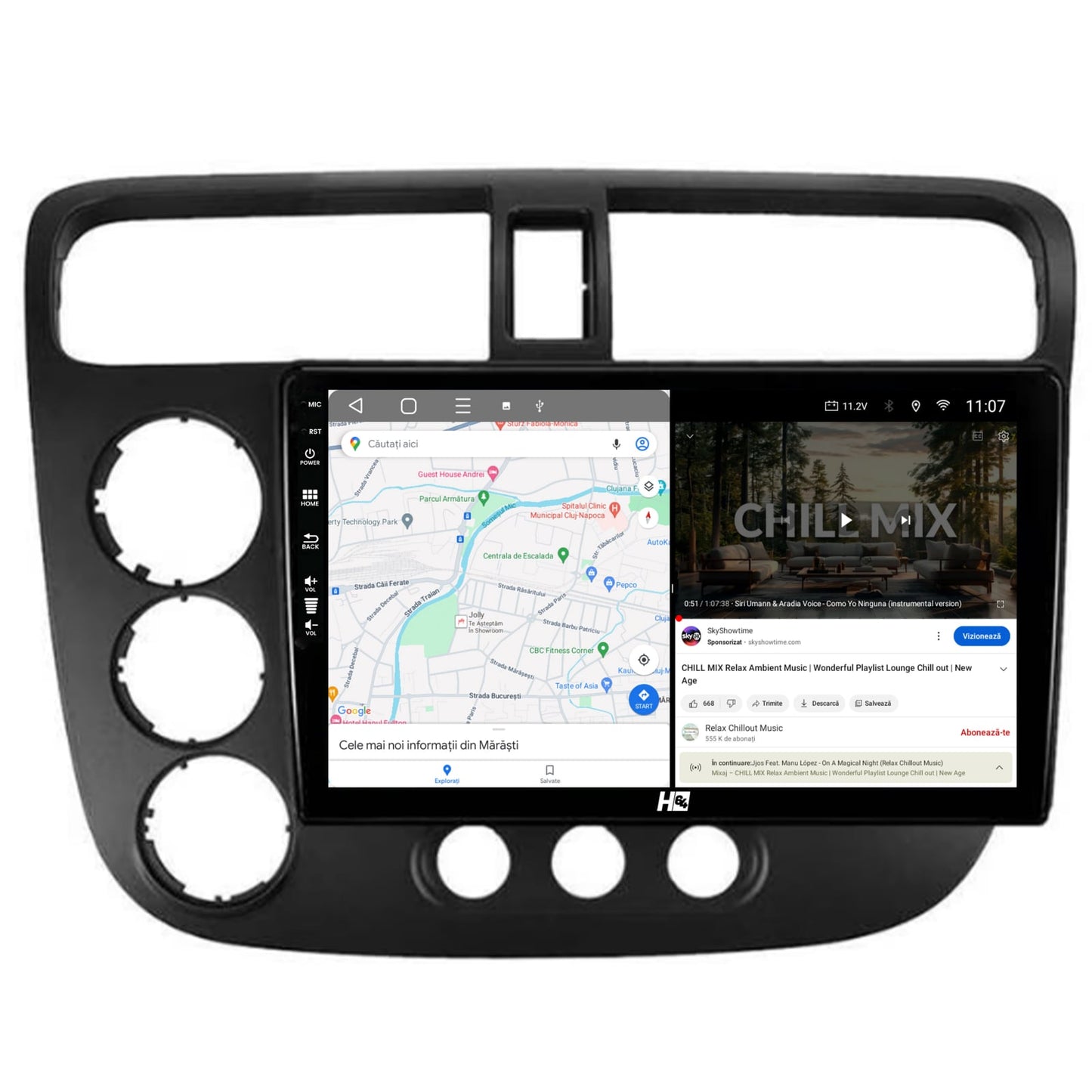 Navigatie HUB64 Honda Civic (1998-2005), 4GB RAM, Android, Octacore, Slot Sim 4G, DSP, GPS, Wi-FI, Carplay, Android Auto, USB, Bluetooth, Waze, Touchscreen, 9 inch