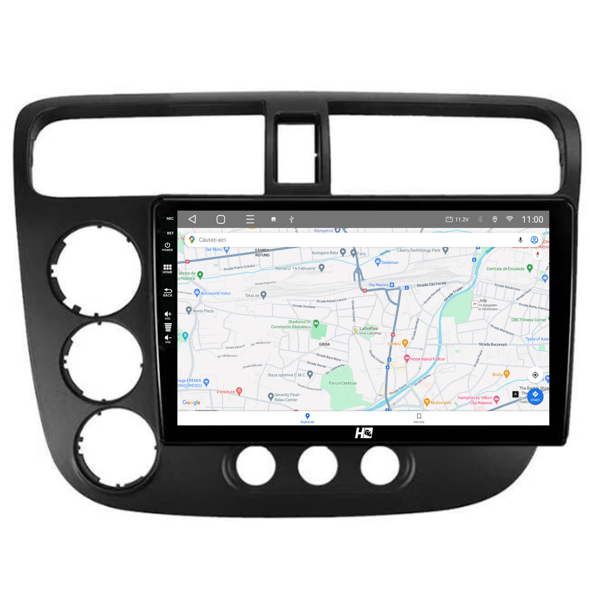 Navigatie HUB64 Honda Civic (1998-2005), 4GB RAM, Android, Quadcore, DSP, GPS, Wi-FI, Carplay, Android Auto, USB, Bluetooth, Waze, Touchscreen, 9 inch