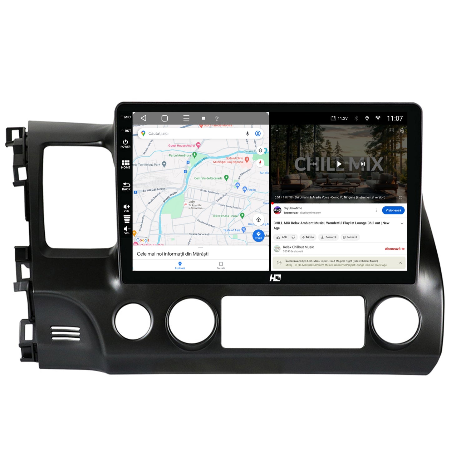 Navigatie HUB64 Honda Civic (2005-2012), 2GB RAM, Android, GPS, Wi-FI, Carplay, Android Auto, USB, Bluetooth, Radio, Waze, Touchscreen, 9 inch