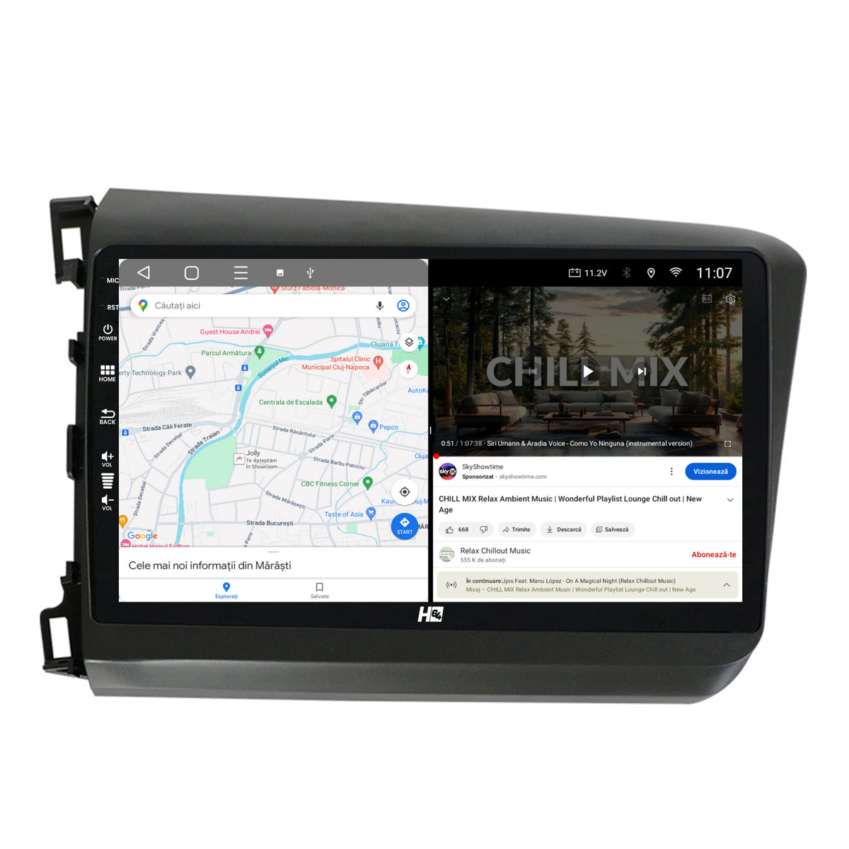 Navigatie HUB64 Honda Civic (2012-2015), 4GB RAM, Android, Quadcore, DSP, GPS, Wi-FI, Carplay, Android Auto, USB, Bluetooth, Waze, Touchscreen, 9 inch
