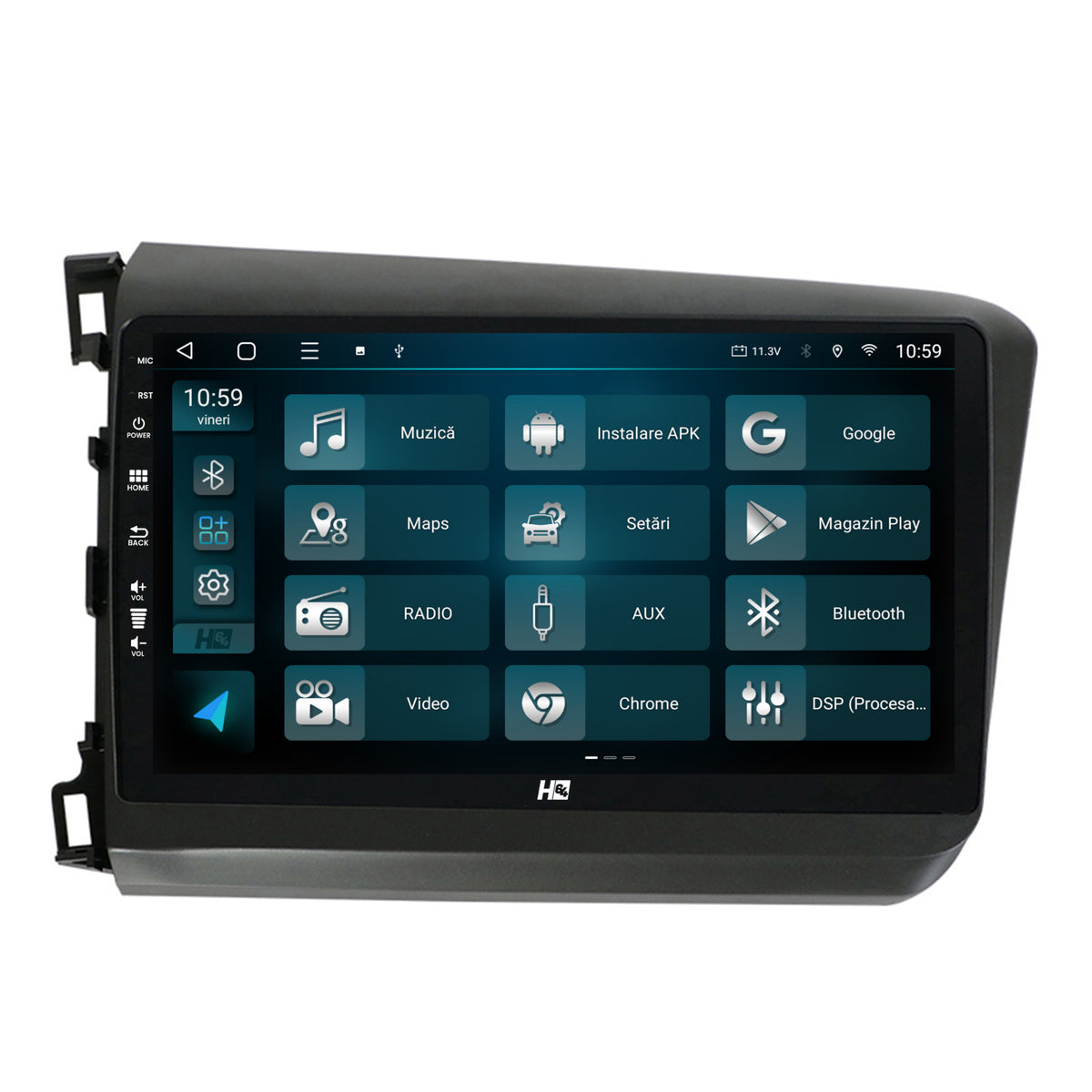 Navigatie HUB64 Honda Civic (2012-2015), 4GB RAM, Android, Quadcore, DSP, GPS, Wi-FI, Carplay, Android Auto, USB, Bluetooth, Waze, Touchscreen, 9 inch