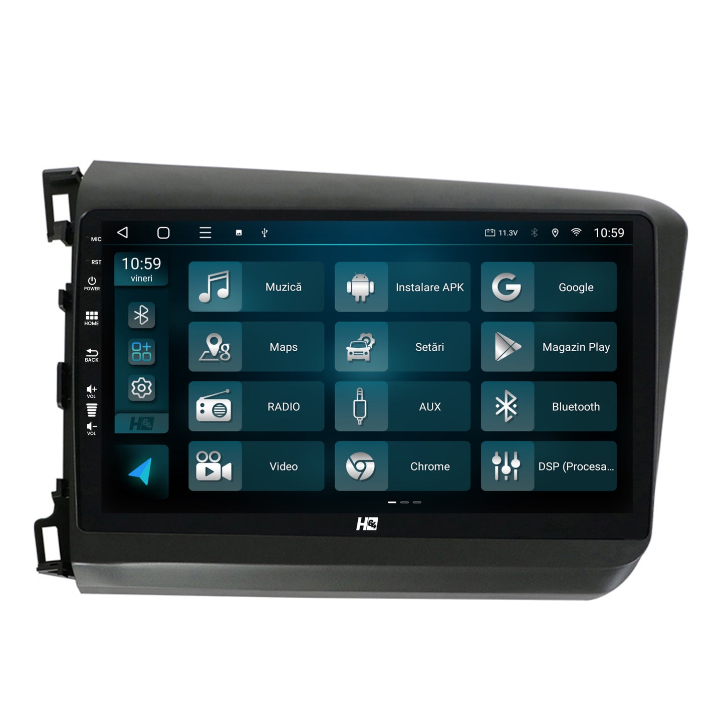 Navigatie HUB64 Honda Civic (2012-2015), 6GB RAM, Android, Octacore, Slot Sim 4G, DSP, GPS, Wi-FI, Carplay, Android Auto, USB, Bluetooth, Waze, Touchscreen, 9 Inch