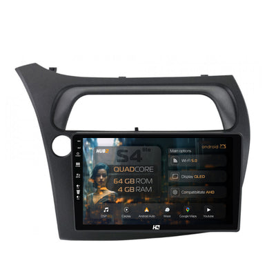 Navigatie HUB64 Honda Civic Hatchback (2006-2011), 4GB RAM, Android, Quadcore, DSP, GPS, Wi-FI, Carplay, Android Auto, USB, Bluetooth, Waze, Touchscreen, 9 inch