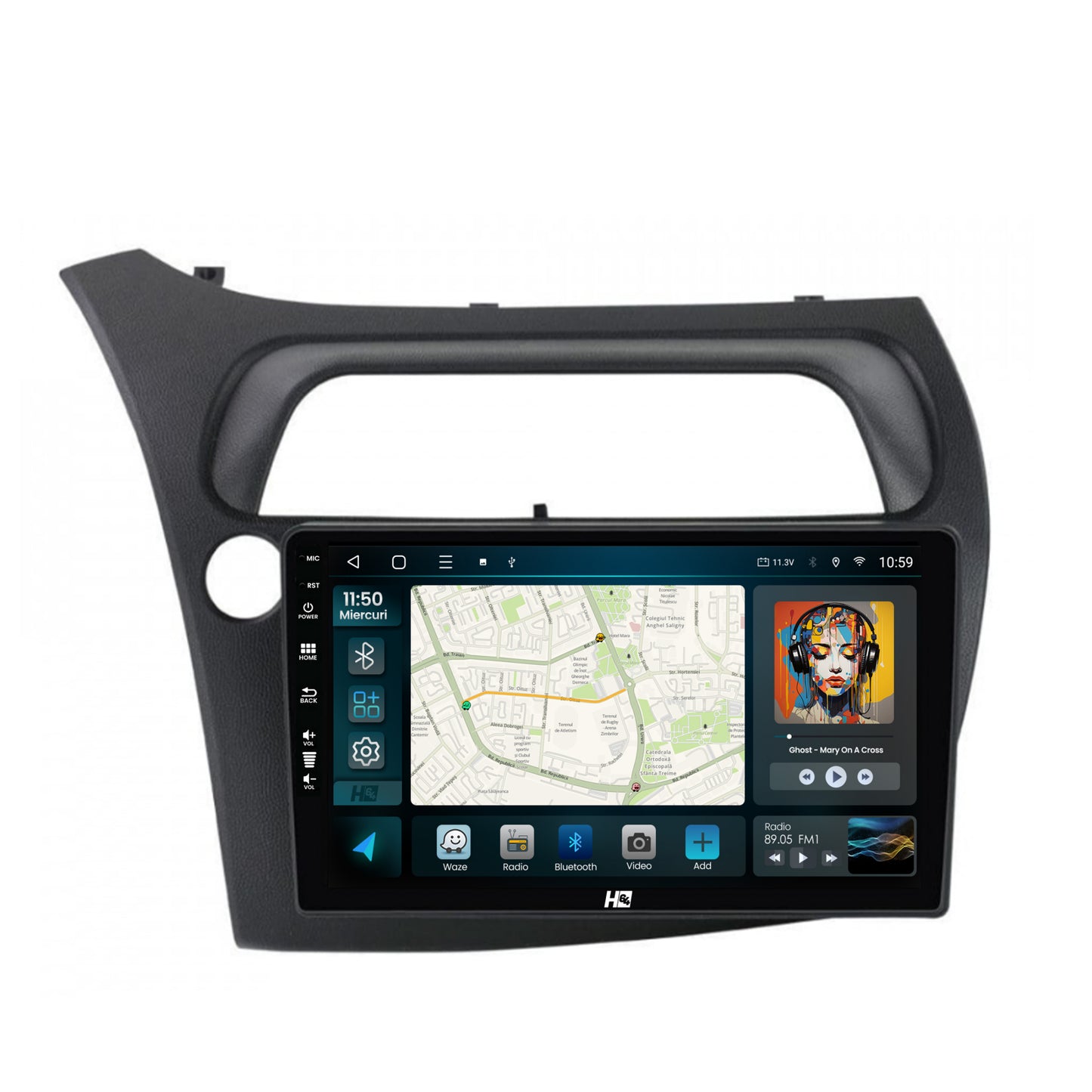 Navigatie HUB64 Honda Civic Hatchback (2006-2011), 8GB RAM, Android, Octacore, Slot Sim 4G, DSP, GPS, Wi-FI, Carplay, Android Auto, USB, Bluetooth, Waze, Touchscreen, 9 Inch
