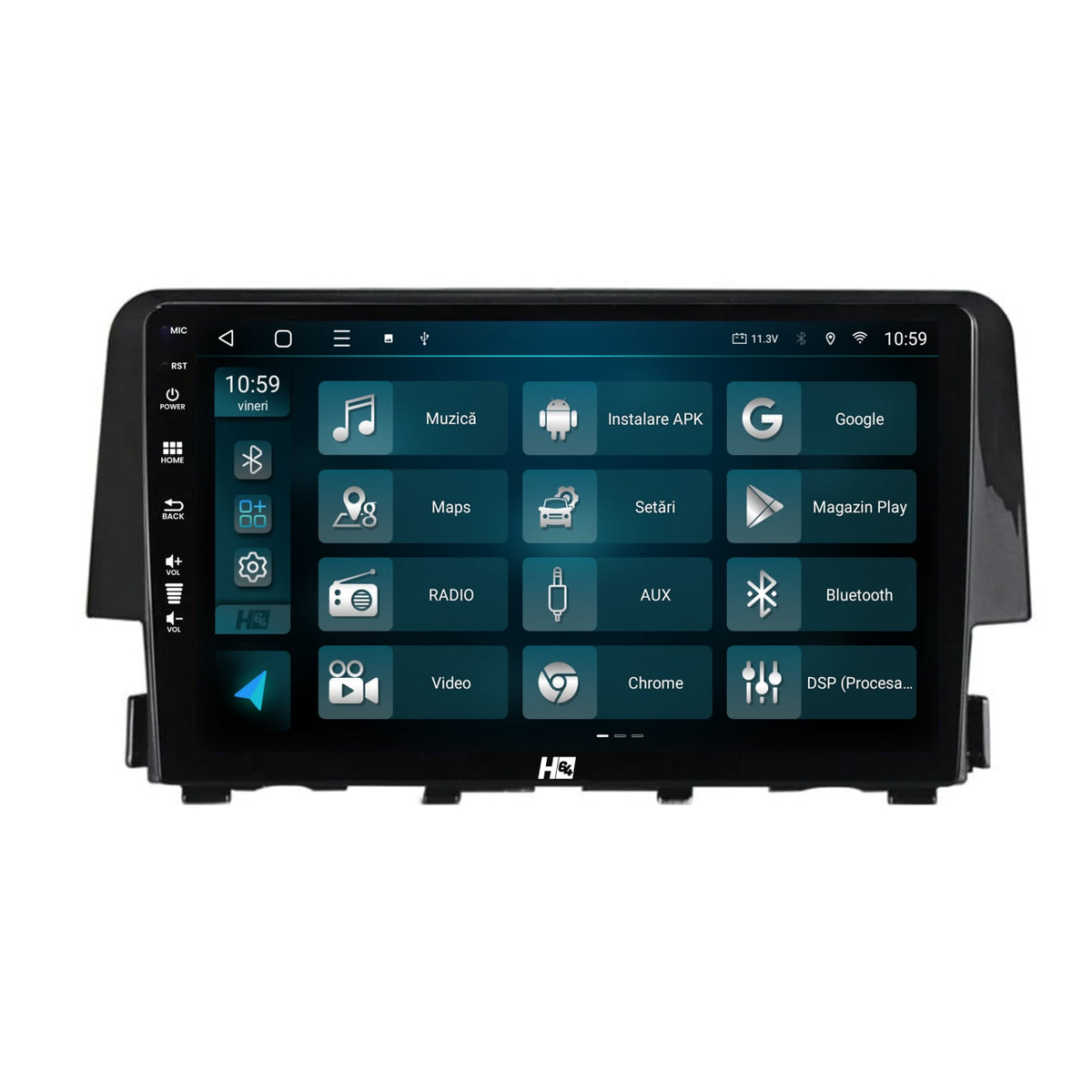Navigatie HUB64 Honda Civic X / Sedan (2015-2021), 2GB RAM, Android, GPS, Wi-FI, Carplay, Android Auto, USB, Bluetooth, Radio, Waze, Touchscreen, 9 Inch