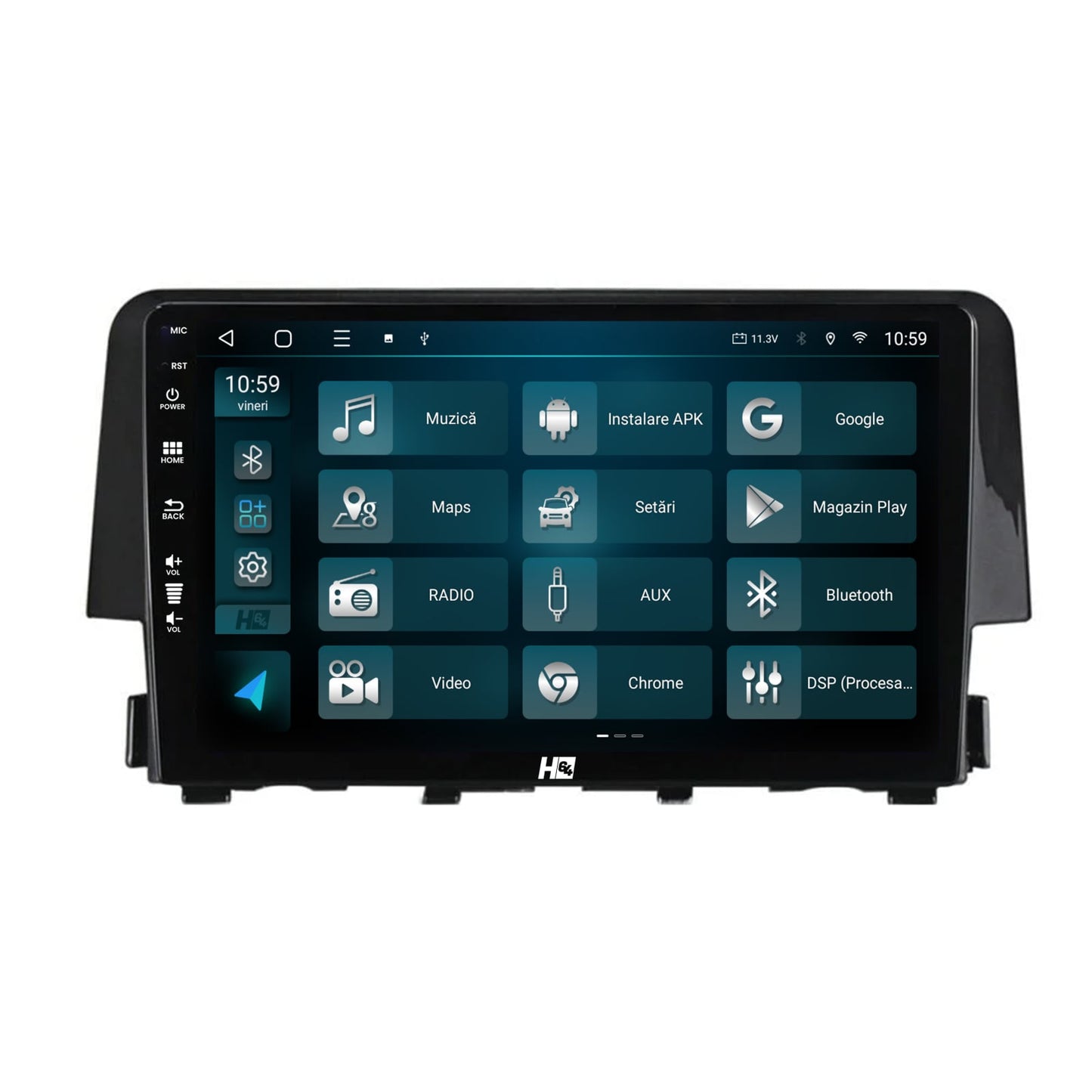 Navigatie HUB64 Honda Civic X / Sedan (2015-2021), 2GB RAM, Android, GPS, Wi-FI, Carplay, Android Auto, USB, Bluetooth, Radio, Waze, Touchscreen, 9 Inch