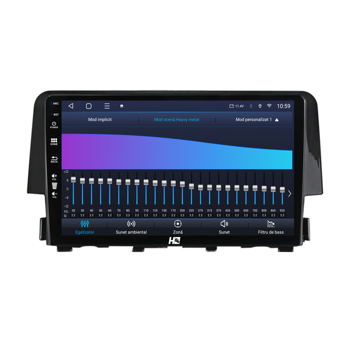 Navigatie HUB64 Honda Civic X / Sedan (2015-2021), 2GB RAM, Android, GPS, Wi-FI, Carplay, Android Auto, USB, Bluetooth, Radio, Waze, Touchscreen, 9 Inch