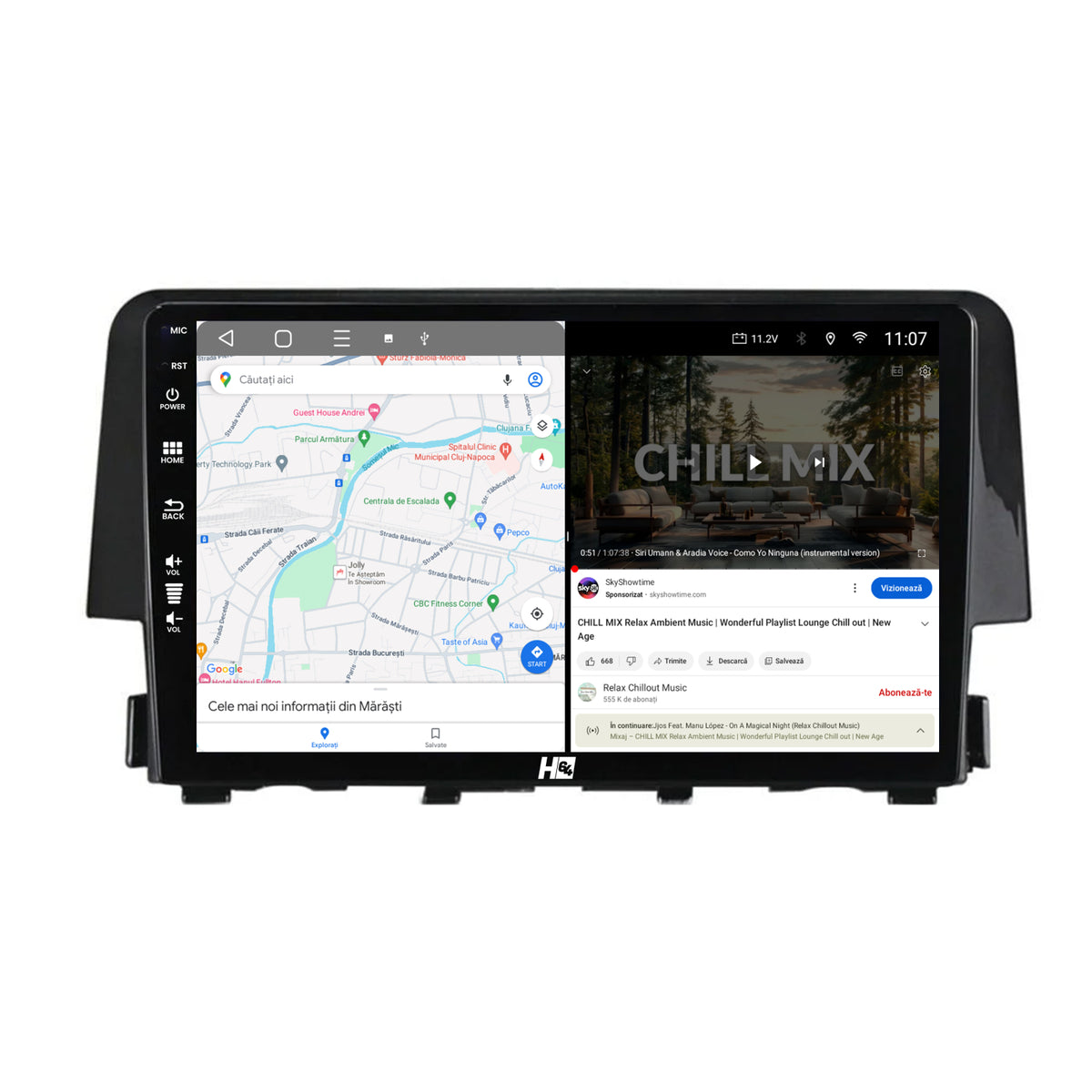 Navigatie HUB64 Honda Civic X / Sedan (2015-2021), 4GB RAM, Android, Octacore, Slot Sim 4G, DSP, GPS, Wi-FI, Carplay, Android Auto, USB, Bluetooth, Waze, Touchscreen, 9 Inch