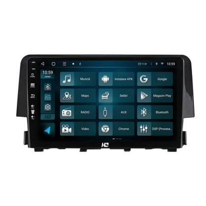 Navigatie HUB64 Honda Civic X / Sedan (2015-2021), 4GB RAM, Android, Quadcore, DSP, GPS, Wi-FI, Carplay, Android Auto, USB, Bluetooth, Waze, Touchscreen, 9 Inch