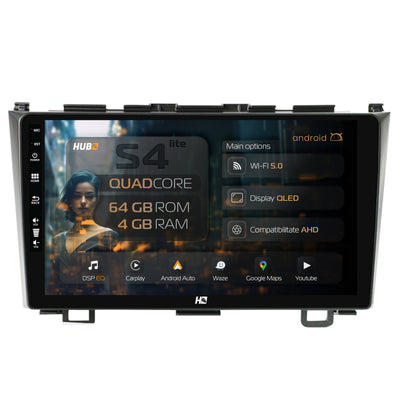 Navigatie HUB64 Honda CRV (2006-2012), 4GB RAM, Android, Quadcore, DSP, GPS, Wi-FI, Carplay, Android Auto, USB, Bluetooth, Waze, Touchscreen, 9 inch