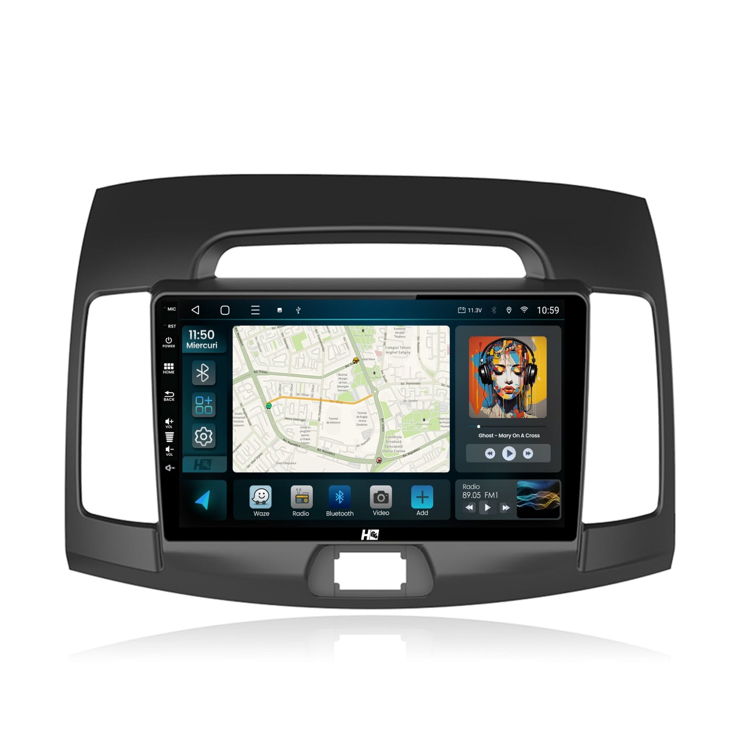 Navigatie HUB64 Hyundai Elantra (2006-2011), 4GB RAM, Android, Quadcore, DSP, GPS, Wi-FI, Carplay, Android Auto, USB, Bluetooth, Waze, Touchscreen, 9 inch
