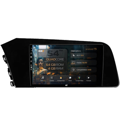 Navigatie HUB64 Hyundai Elantra (2020-Prezent), 4GB RAM, Android, Quadcore, DSP, GPS, Wi-FI, Carplay, Android Auto, USB, Bluetooth, Waze, Touchscreen, 9Inch