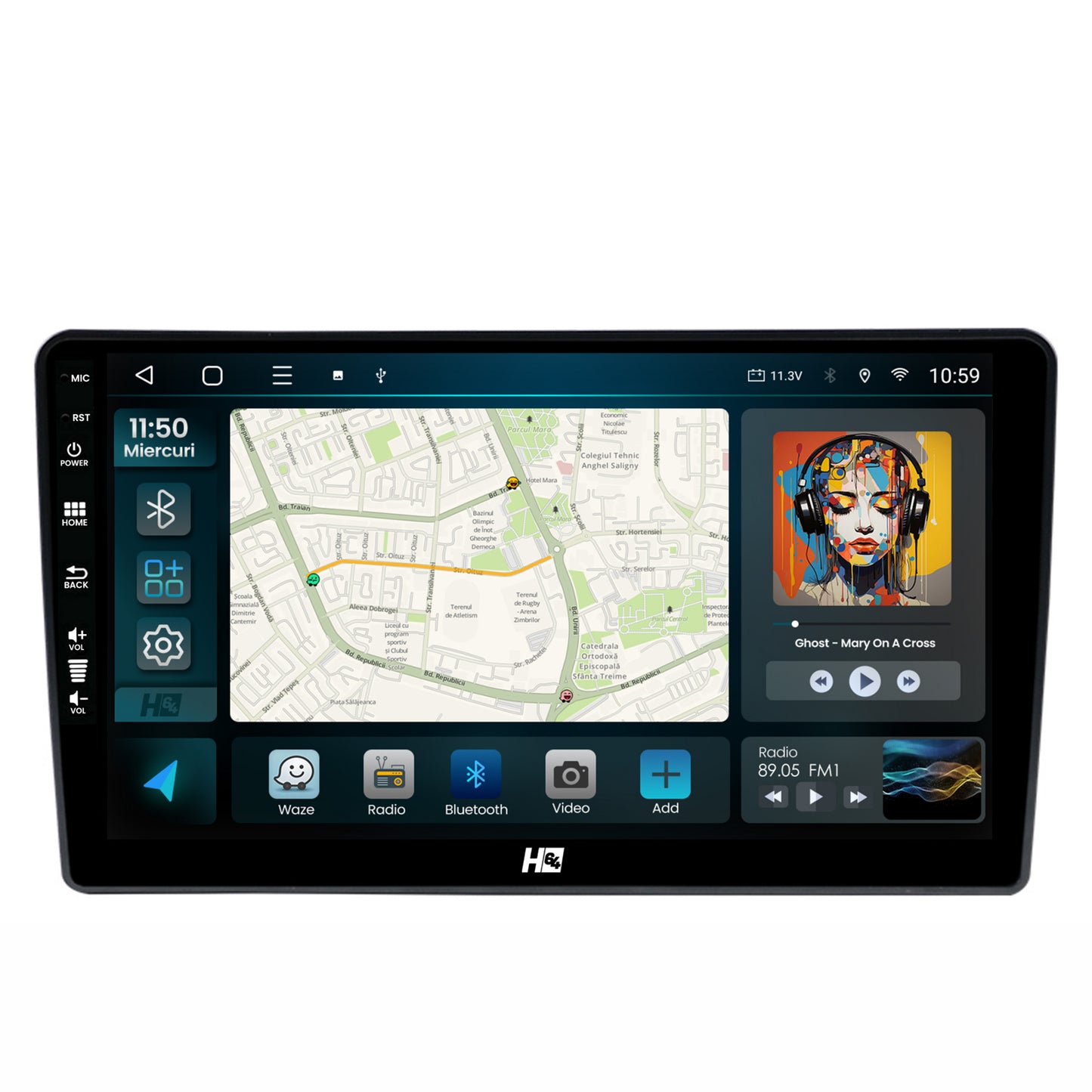 Navigatie HUB64 Hyundai H1 (2010-2014), 2GB RAM, Android, GPS, Wi-FI, Carplay, Android Auto, USB, Bluetooth, Radio, Waze, Touchscreen, 9 inch