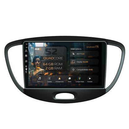 Navigatie HUB64 Hyundai I10 (2007-2013), 2GB RAM, Android, GPS, Wi-FI, Carplay, Android Auto, USB, Bluetooth, Radio, Waze, Touchscreen, 9 inch
