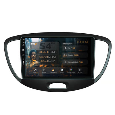 Navigatie HUB64 Hyundai I10 (2007-2013), 4GB RAM, Android, Quadcore, DSP, GPS, Wi-FI, Carplay, Android Auto, USB, Bluetooth, Waze, Touchscreen, 9 inch
