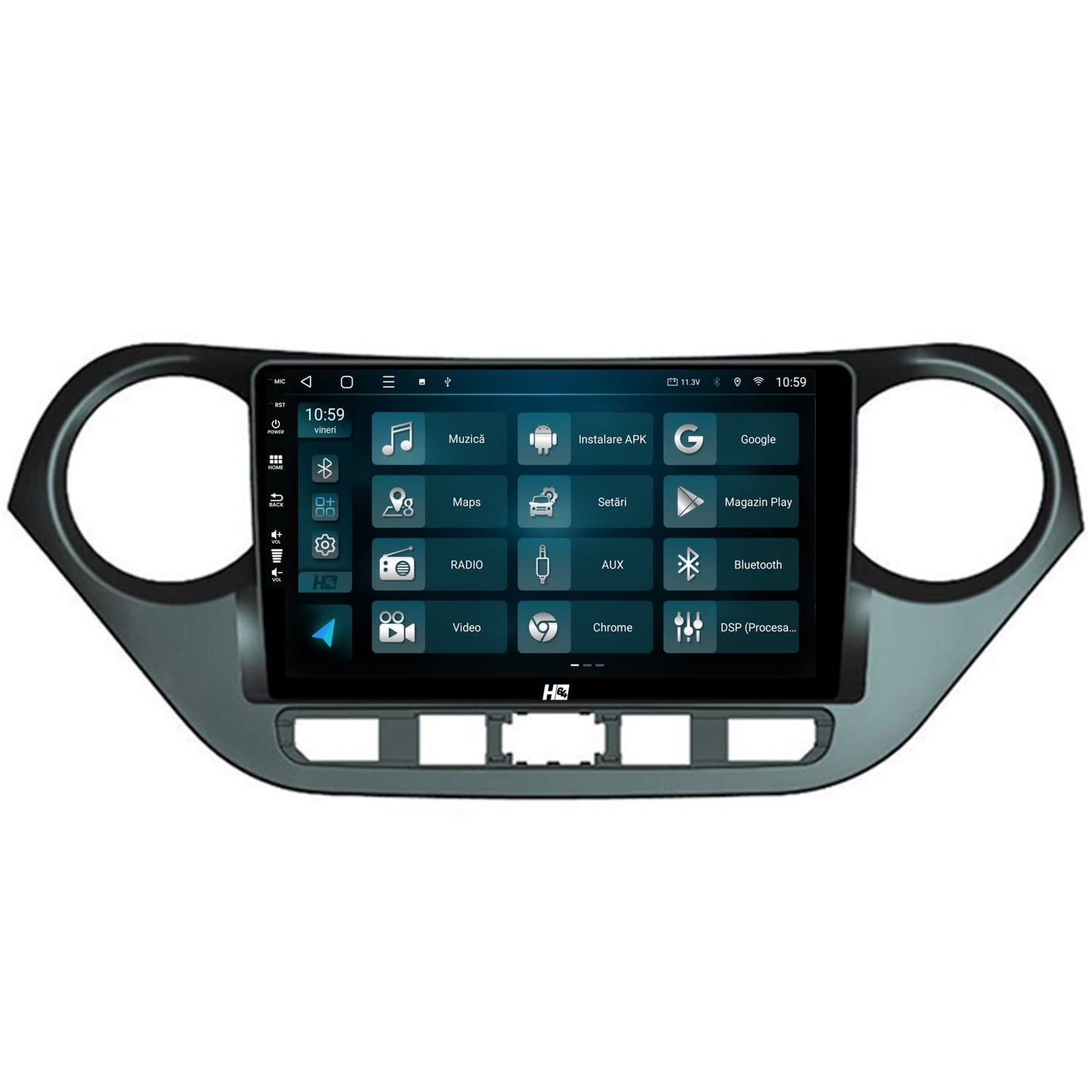 Navigatie HUB64 Hyundai I10 (2013-2017), 2GB RAM, Android, GPS, Wi-FI, Carplay, Android Auto, USB, Bluetooth, Radio, Waze, Touchscreen, 9 inch