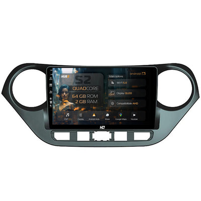 Navigatie HUB64 Hyundai I10 (2013-2017), 2GB RAM, Android, GPS, Wi-FI, Carplay, Android Auto, USB, Bluetooth, Radio, Waze, Touchscreen, 9 inch