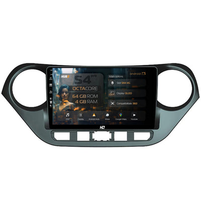 Navigatie HUB64 Hyundai I10 (2013-2017), 4GB RAM, Android, Octacore, Slot Sim 4G, DSP, GPS, Wi-FI, Carplay, Android Auto, USB, Bluetooth, Waze, Touchscreen, 9 inch