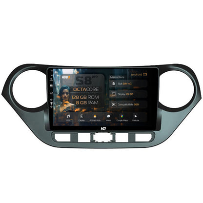 Navigatie HUB64 Hyundai I10 (2013-2017), 8GB RAM, Android, Octacore, Slot Sim 4G, DSP, GPS, Wi-FI, Carplay, Android Auto, USB, Bluetooth, Waze, Touchscreen, 9 Inch