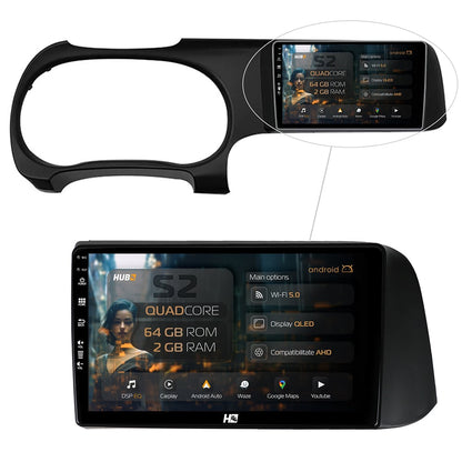 Navigatie HUB64 Hyundai I10 (2020+), 2GB RAM, Android, GPS, Wi-FI, Carplay, Android Auto, USB, Bluetooth, Radio, Waze, Touchscreen, 9 inch