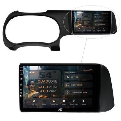 Navigatie HUB64 Hyundai I10 (2020+), 4GB RAM, Android, Quadcore, DSP, GPS, Wi-FI, Carplay, Android Auto, USB, Bluetooth, Waze, Touchscreen, 9 inch