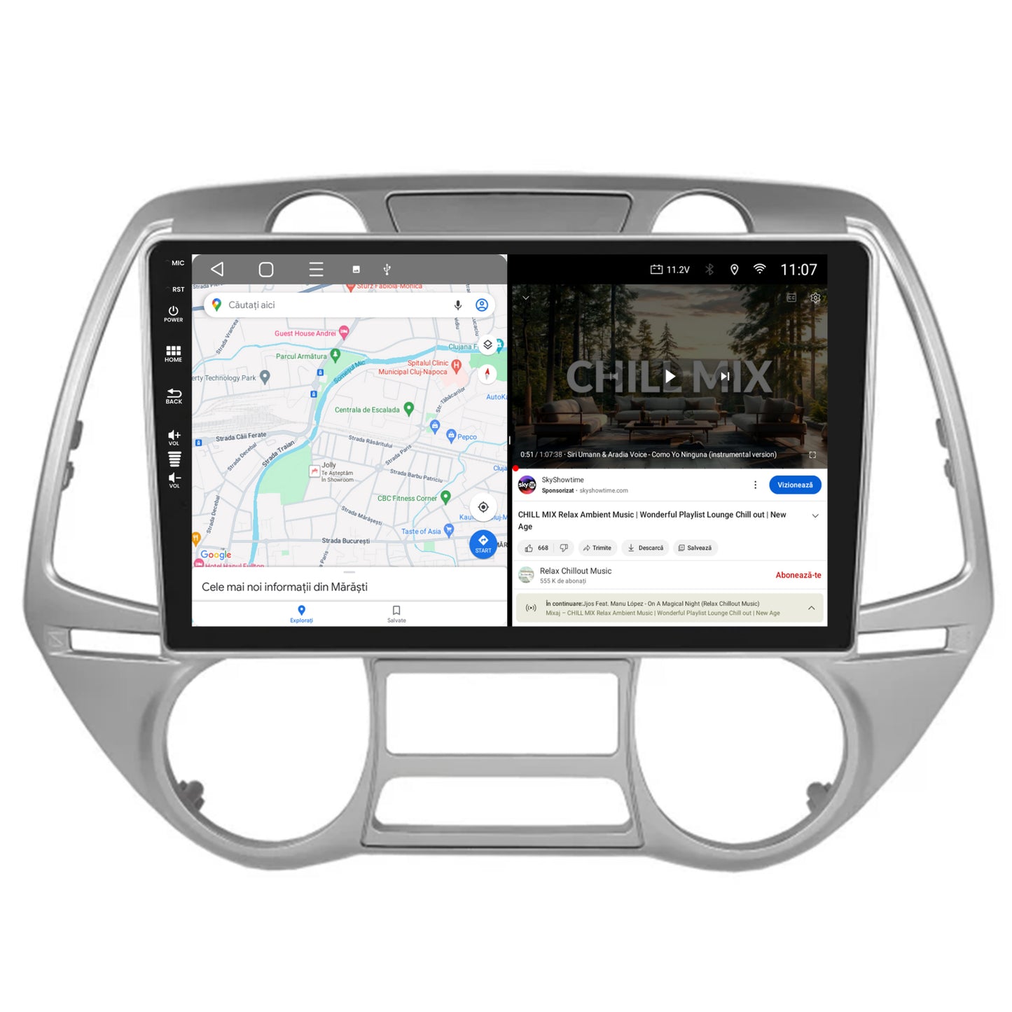 Navigatie HUB64 Hyundai I20 (2008-2012), 4GB RAM, Android, Quadcore, DSP, GPS, Wi-FI, Carplay, Android Auto, USB, Bluetooth, Waze, Touchscreen, 9 inch V2