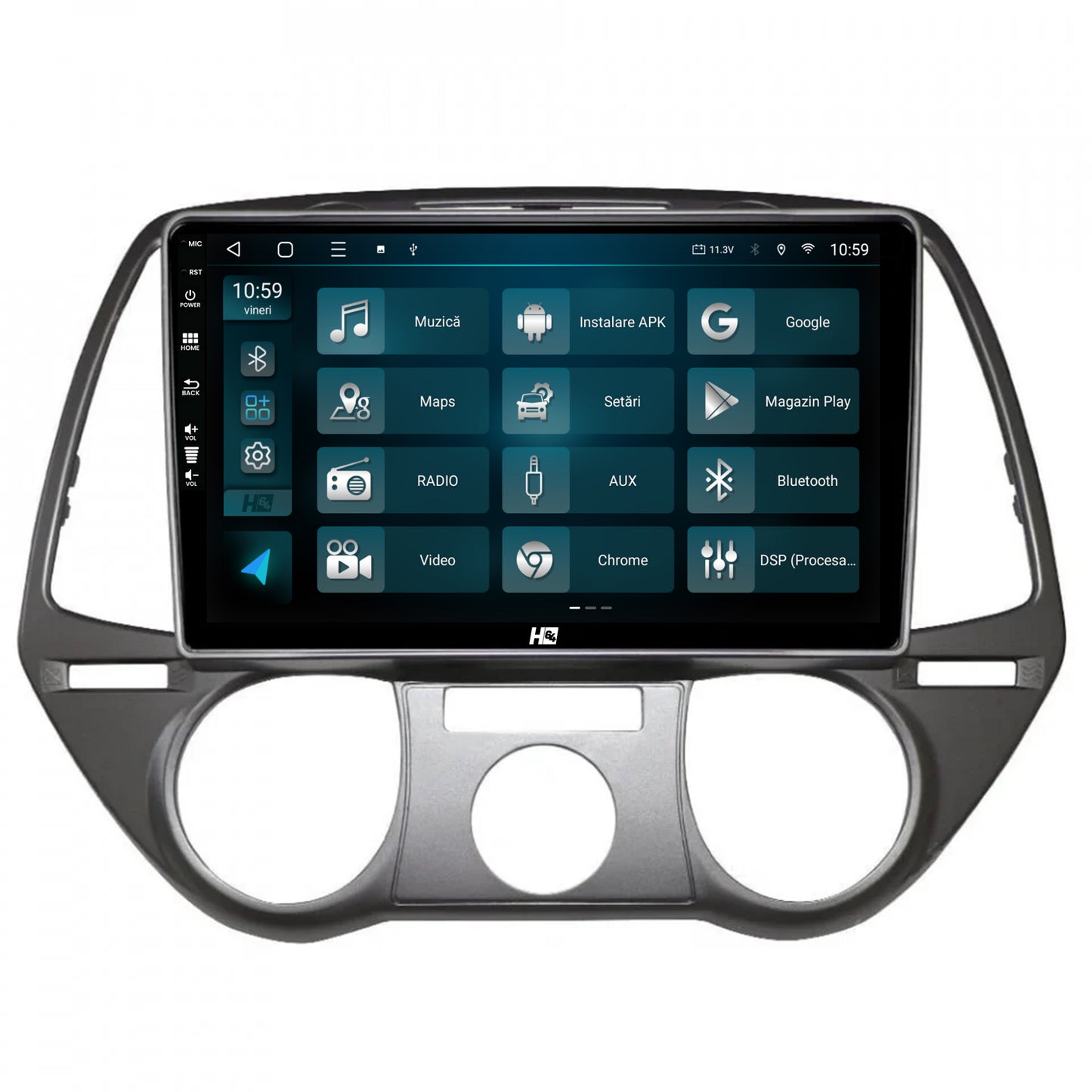 Navigatie HUB64 Hyundai I20 (2008-2012), 2GB RAM, Android, GPS, Wi-FI, Carplay, Android Auto, USB, Bluetooth, Radio, Waze, Touchscreen, 9 inch