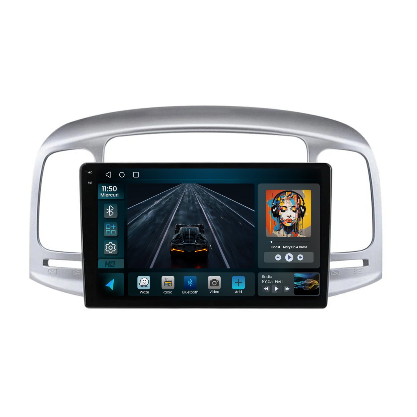Navigatie HUB64 Hyundai Accent (2006-2011), 2GB RAM, Android, GPS, Wi-FI, Carplay, Android Auto, USB, Bluetooth, Radio, Waze, Touchscreen, 9 inch