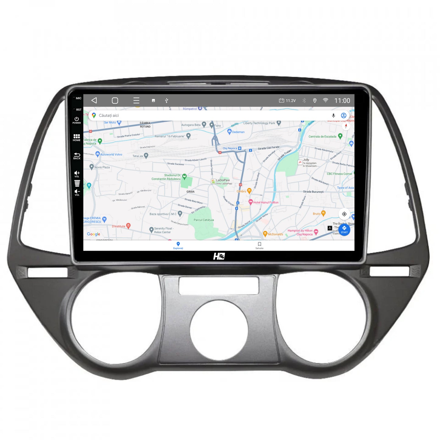 Navigatie HUB64 Hyundai I20 (2008-2012), 4GB RAM, Android, Quadcore, DSP, GPS, Wi-FI, Carplay, Android Auto, USB, Bluetooth, Waze, Touchscreen, 9 inch