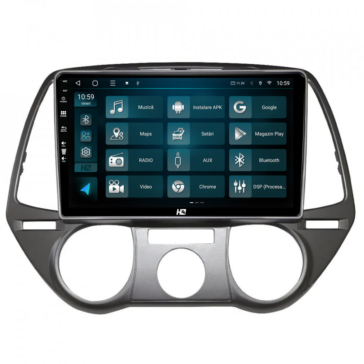 Navigatie HUB64 Hyundai I20 (2008-2012), 8GB RAM, Android, Octacore, Slot Sim 4G, DSP, GPS, Wi-FI, Carplay, Android Auto, USB, Bluetooth, Waze, Touchscreen, 9 Inch