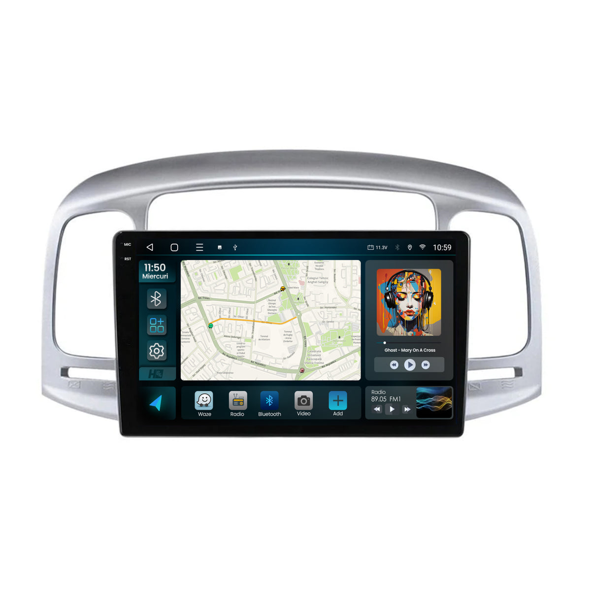 Navigatie HUB64 Hyundai Accent (2006-2011), 8GB RAM, Android, Octacore, Slot Sim 4G, DSP, GPS, Wi-FI, Carplay, Android Auto, USB, Bluetooth, Waze, Touchscreen, 9 Inch