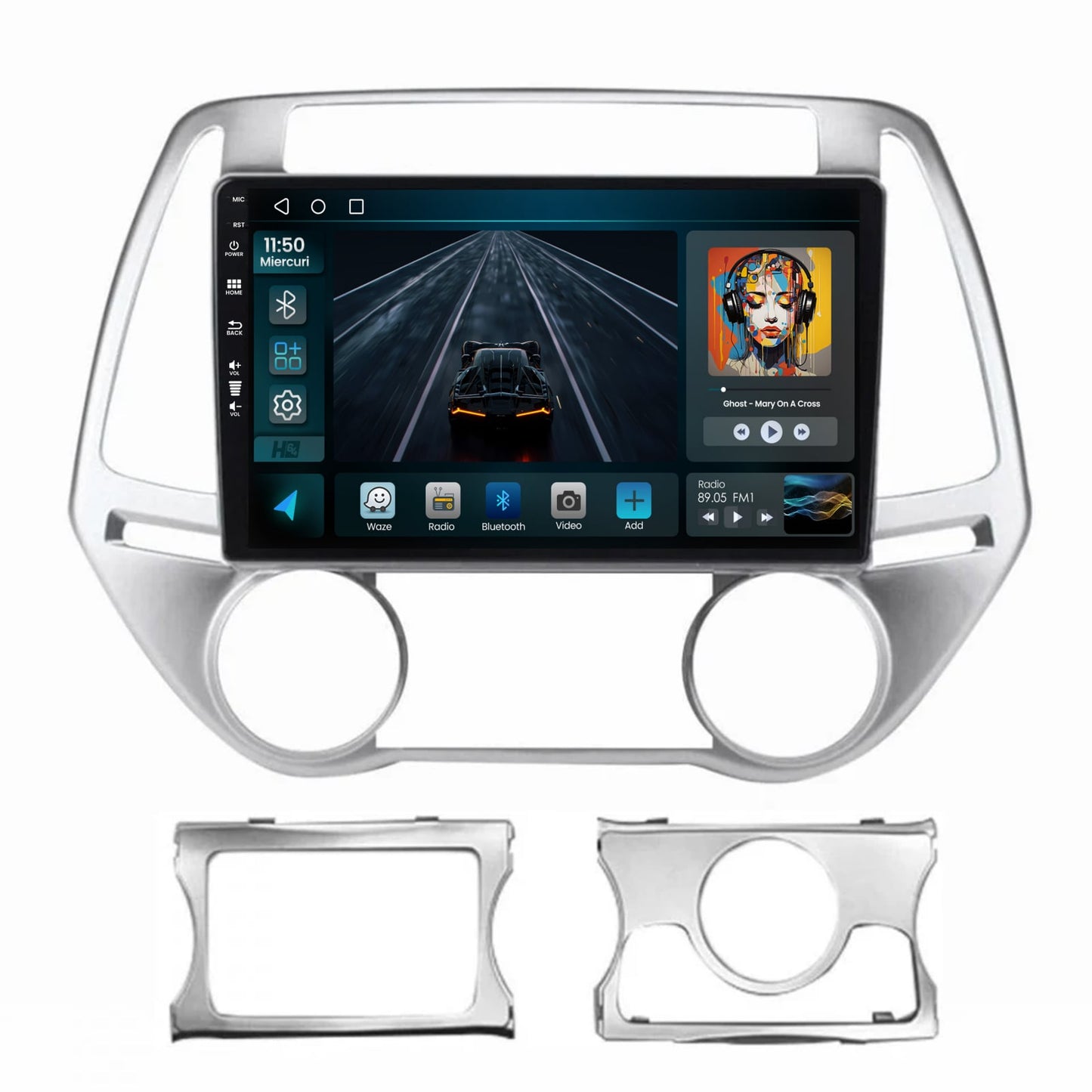 Navigatie HUB64 Hyundai I20 (2012-2014), 2GB RAM, Android, GPS, Wi-FI, Carplay, Android Auto, USB, Bluetooth, Radio, Waze, Touchscreen, 9 inch