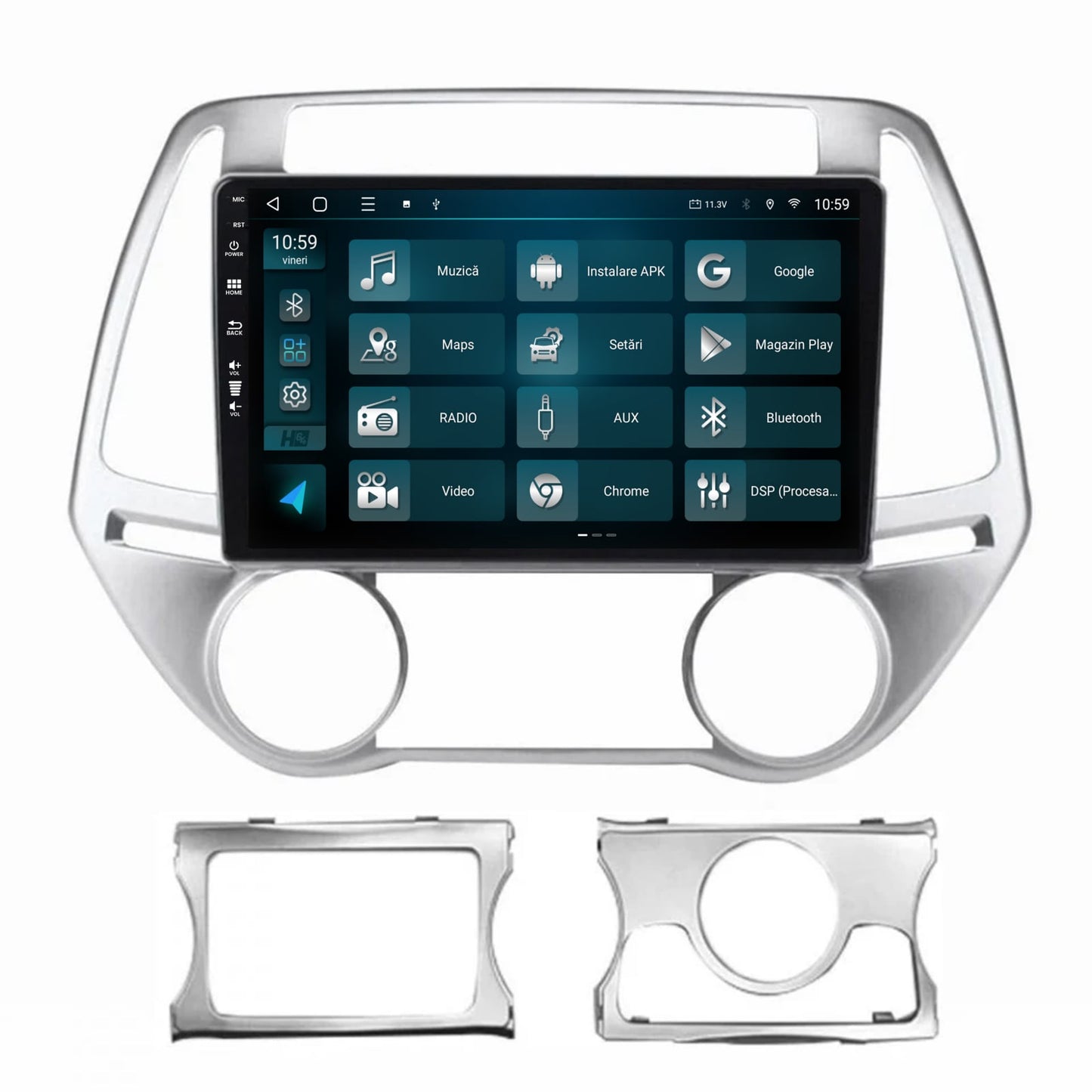 Navigatie HUB64 Hyundai I20 (2012-2014), 4GB RAM, Android, Octacore, Slot Sim 4G, DSP, GPS, Wi-FI, Carplay, Android Auto, USB, Bluetooth, Waze, Touchscreen, 9 inch