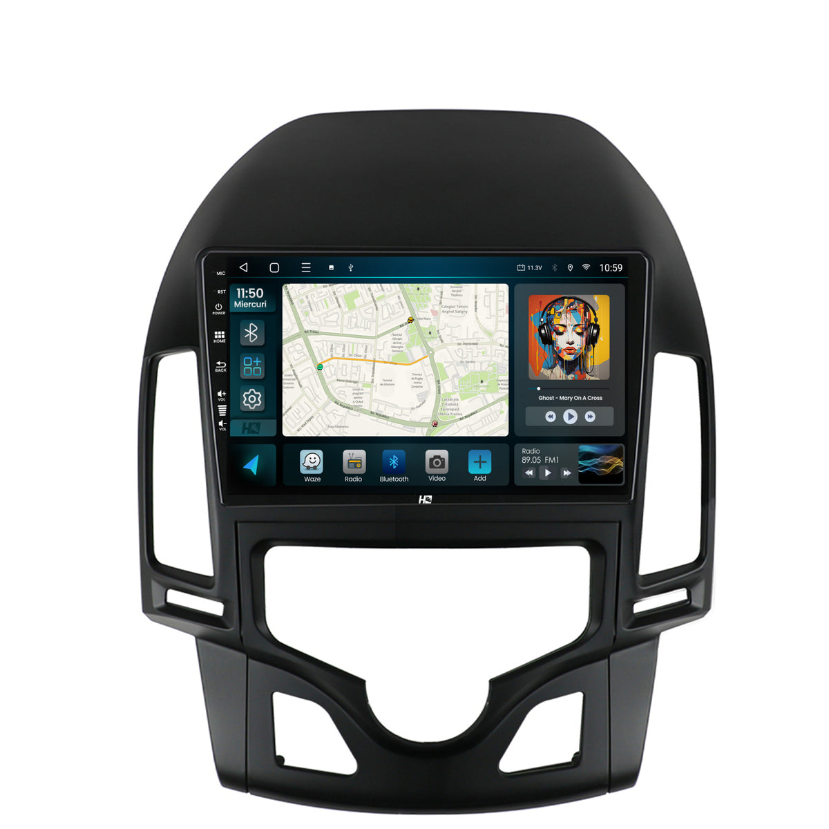 Navigatie HUB64 Hyundai I30 (2007-2012), Clima Automata, 6GB RAM, Android, Octacore, Slot Sim 4G, DSP, GPS, Wi-FI, Carplay, Android Auto, USB, Bluetooth, Waze, Touchscreen, 9 Inch