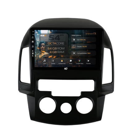 Navigatie HUB64 Hyundai I30 (2007-2012), Clima Manuala, 4GB RAM, Android, Octacore, Slot Sim 4G, DSP, GPS, Wi-FI, Carplay, Android Auto, USB, Bluetooth, Waze, Touchscreen, 9 inch