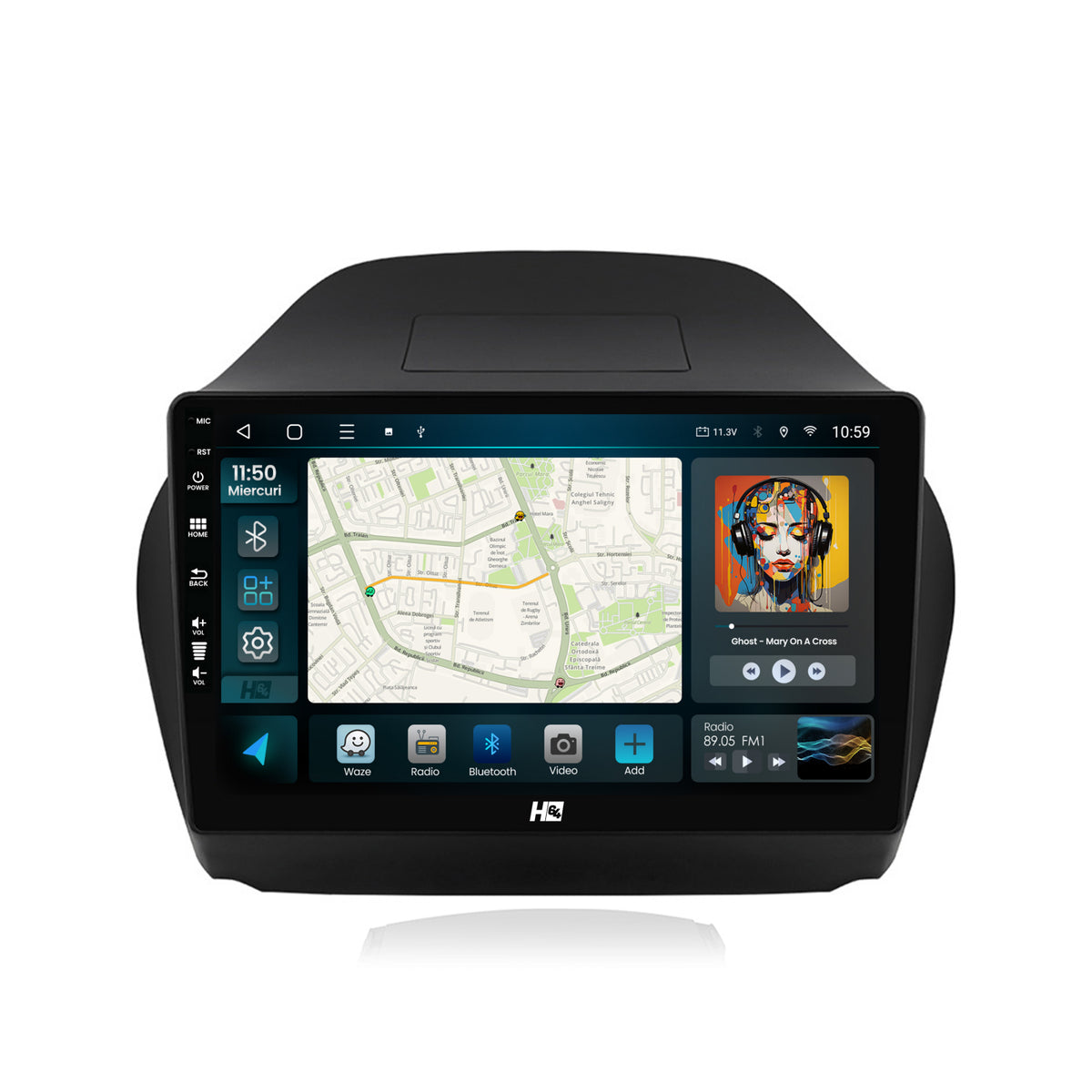 Navigatie HUB64 Hyundai IX35 (2009-2015), 4GB RAM, Android, Octacore, Slot Sim 4G, DSP, GPS, Wi-FI, Carplay, Android Auto, USB, Bluetooth, Waze, Touchscreen, 10.1 Inch